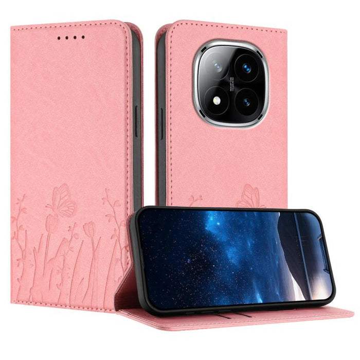 Funda magnética para teléfono de piel vegana con estampado de tulipanes y mariposas, For Redmi 15 5G Global / 15 4G SEA 169.5mm, For Redmi 15 5G / 4G EU 171mm, For Redmi 15C 5G / 4G Global 171mm / Poco C85 4G, For Redmi A5 4G 173.3mm                   ...