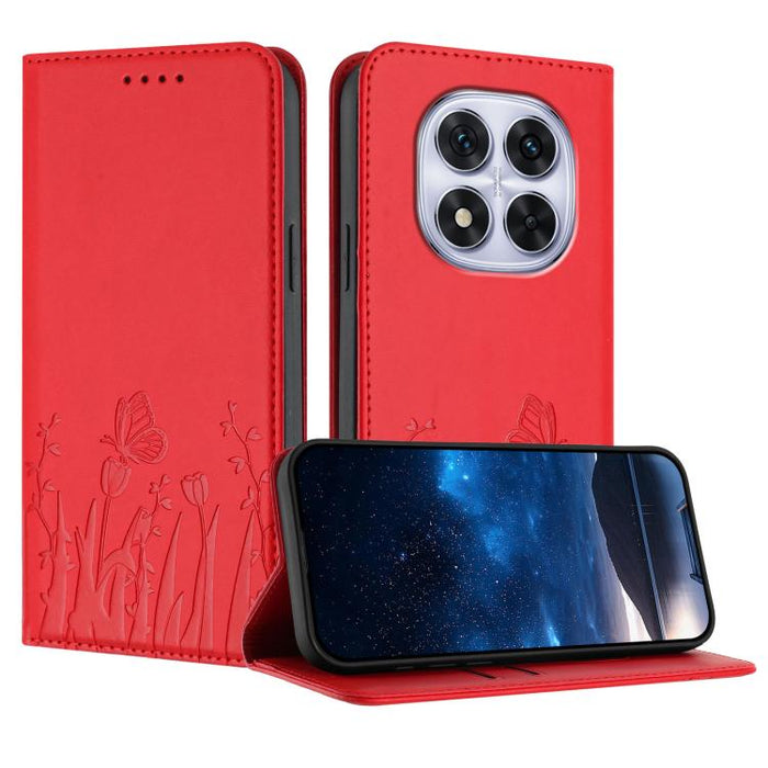 Funda magnética para teléfono de piel vegana con estampado de tulipanes y mariposas, For Redmi Note 14 5G / Poco M7 Pro 5G, For Redmi Note 14 Pro 4G, For Redmi Note 14 4G 163.25mm, For Redmi K70 Ultra, For Redmi 13 4G / 5G / Note 13R / Poco M6 Plus 5G ...
