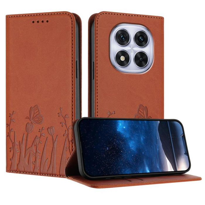 Funda magnética para teléfono de piel vegana con estampado de tulipanes y mariposas, For Redmi Note 14 5G / Poco M7 Pro 5G, For Redmi Note 14 Pro 4G, For Redmi Note 14 4G 163.25mm, For Redmi K70 Ultra, For Redmi 13 4G / 5G / Note 13R / Poco M6 Plus 5G ...