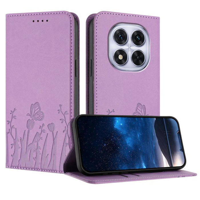Funda magnética para teléfono de piel vegana con estampado de tulipanes y mariposas, For Redmi Note 14 5G / Poco M7 Pro 5G, For Redmi Note 14 Pro 4G, For Redmi Note 14 4G 163.25mm, For Redmi K70 Ultra, For Redmi 13 4G / 5G / Note 13R / Poco M6 Plus 5G ...
