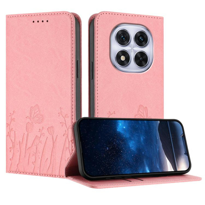 Funda magnética para teléfono de piel vegana con estampado de tulipanes y mariposas, For Redmi Note 14 5G / Poco M7 Pro 5G, For Redmi Note 14 Pro 4G, For Redmi Note 14 4G 163.25mm, For Redmi K70 Ultra, For Redmi 13 4G / 5G / Note 13R / Poco M6 Plus 5G ...