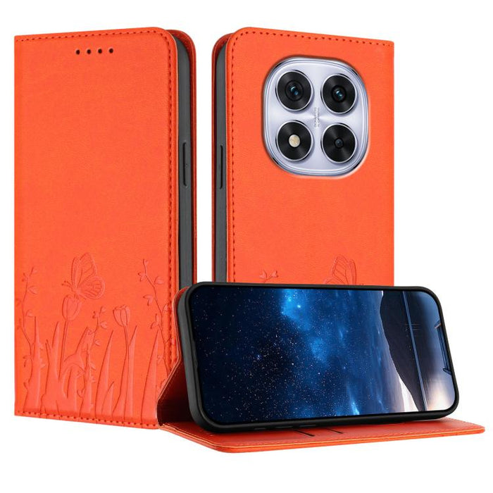 Funda magnética para teléfono de piel vegana con estampado de tulipanes y mariposas, For Redmi Note 14 5G / Poco M7 Pro 5G, For Redmi Note 14 Pro 4G, For Redmi Note 14 4G 163.25mm, For Redmi K70 Ultra, For Redmi 13 4G / 5G / Note 13R / Poco M6 Plus 5G ...