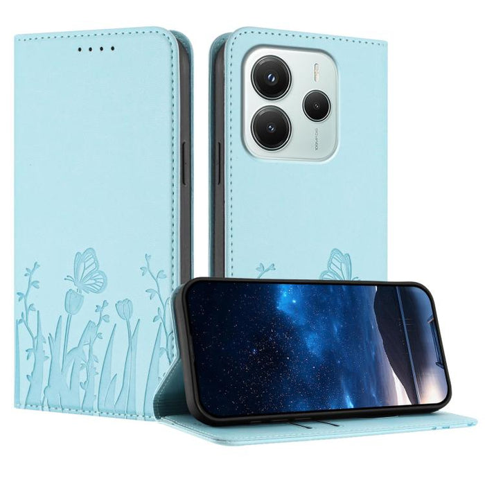 Funda magnética para teléfono de piel vegana con estampado de tulipanes y mariposas, For Redmi 15 5G Global / 15 4G SEA 169.5mm, For Redmi 15 5G / 4G EU 171mm, For Redmi 15C 5G / 4G Global 171mm / Poco C85 4G, For Redmi A5 4G 173.3mm                   ...