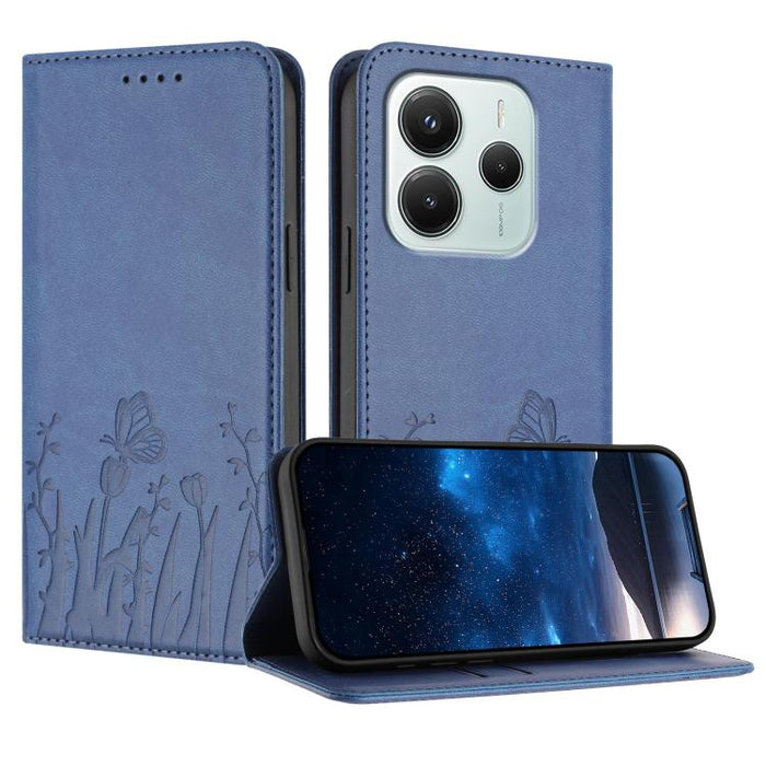Funda magnética para teléfono de piel vegana con estampado de tulipanes y mariposas, For Redmi 15 5G Global / 15 4G SEA 169.5mm, For Redmi 15 5G / 4G EU 171mm, For Redmi 15C 5G / 4G Global 171mm / Poco C85 4G, For Redmi A5 4G 173.3mm                   ...
