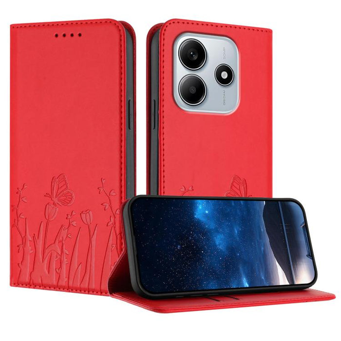 Funda magnética para teléfono de piel vegana con estampado de tulipanes y mariposas, For Redmi Note 14 5G / Poco M7 Pro 5G, For Redmi Note 14 Pro 4G, For Redmi Note 14 4G 163.25mm, For Redmi K70 Ultra, For Redmi 13 4G / 5G / Note 13R / Poco M6 Plus 5G ...