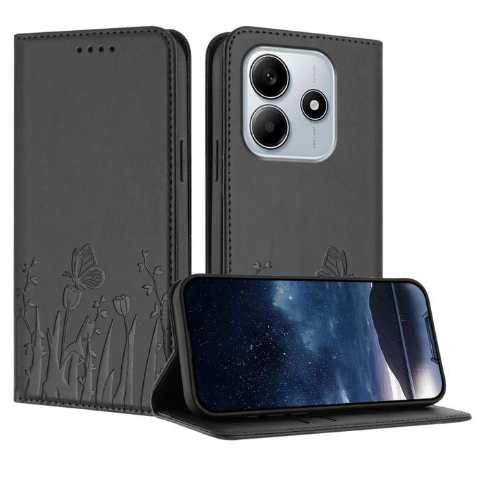 Funda magnética para teléfono de piel vegana con estampado de tulipanes y mariposas, For Redmi Note 14 5G / Poco M7 Pro 5G, For Redmi Note 14 Pro 4G, For Redmi Note 14 4G 163.25mm, For Redmi K70 Ultra, For Redmi 13 4G / 5G / Note 13R / Poco M6 Plus 5G ...