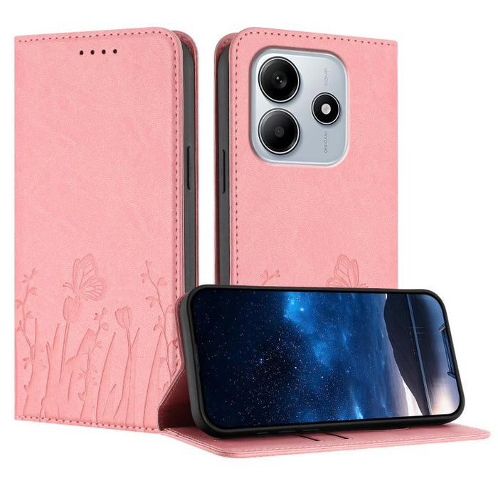 Funda magnética para teléfono de piel vegana con estampado de tulipanes y mariposas, For Redmi Note 14 5G / Poco M7 Pro 5G, For Redmi Note 14 Pro 4G, For Redmi Note 14 4G 163.25mm, For Redmi K70 Ultra, For Redmi 13 4G / 5G / Note 13R / Poco M6 Plus 5G ...