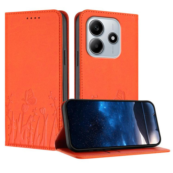 Funda magnética para teléfono de piel vegana con estampado de tulipanes y mariposas, For Redmi Note 14 5G / Poco M7 Pro 5G, For Redmi Note 14 Pro 4G, For Redmi Note 14 4G 163.25mm, For Redmi K70 Ultra, For Redmi 13 4G / 5G / Note 13R / Poco M6 Plus 5G ...