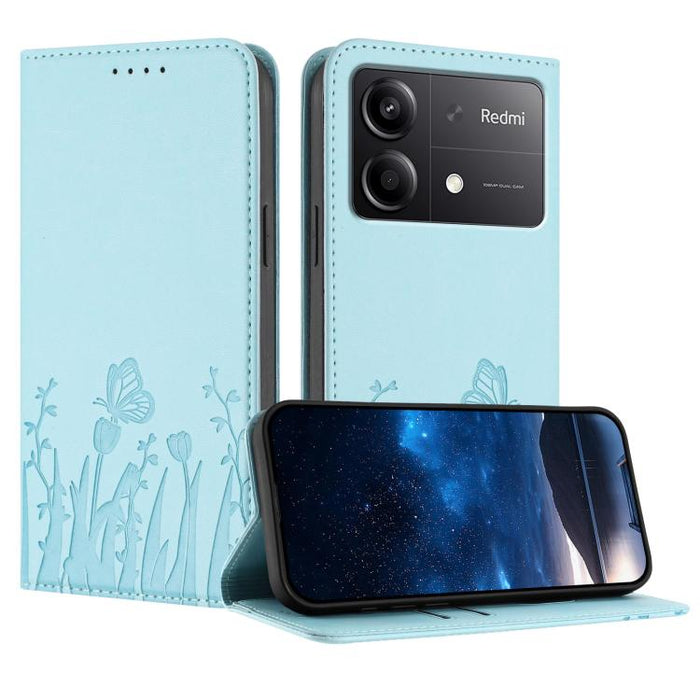 Funda magnética para teléfono de piel vegana con estampado de tulipanes y mariposas, For Redmi Note 14 5G / Poco M7 Pro 5G, For Redmi Note 14 Pro 4G, For Redmi Note 14 4G 163.25mm, For Redmi K70 Ultra, For Redmi 13 4G / 5G / Note 13R / Poco M6 Plus 5G ...
