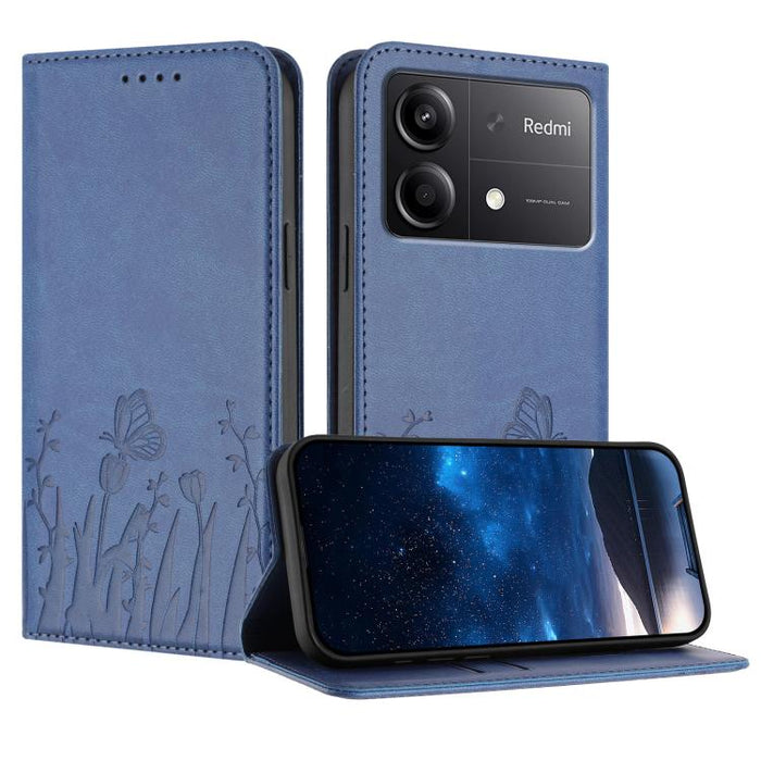 Funda magnética para teléfono de piel vegana con estampado de tulipanes y mariposas, For Redmi Note 14 5G / Poco M7 Pro 5G, For Redmi Note 14 Pro 4G, For Redmi Note 14 4G 163.25mm, For Redmi K70 Ultra, For Redmi 13 4G / 5G / Note 13R / Poco M6 Plus 5G ...