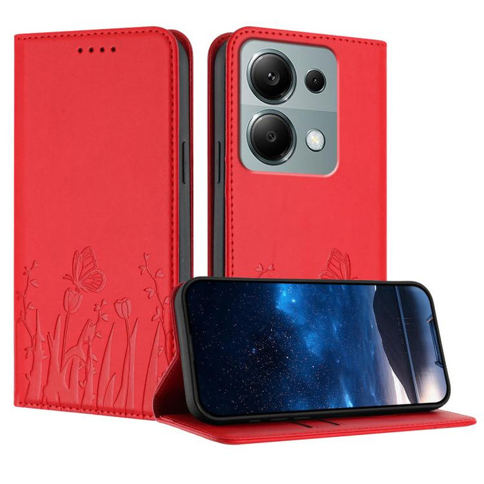 Funda magnética para teléfono de piel vegana con estampado de tulipanes y mariposas, For Redmi Note 14 5G / Poco M7 Pro 5G, For Redmi Note 14 Pro 4G, For Redmi Note 14 4G 163.25mm, For Redmi K70 Ultra, For Redmi 13 4G / 5G / Note 13R / Poco M6 Plus 5G ...