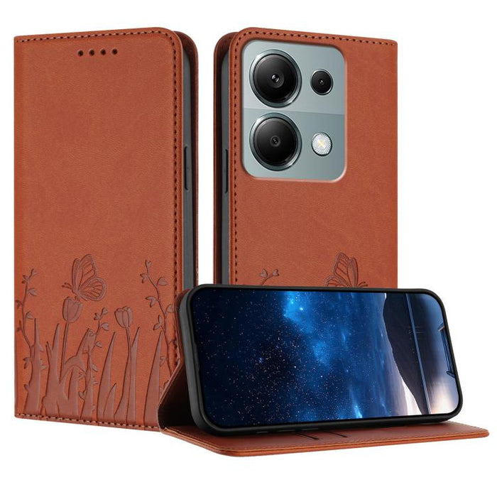 Funda magnética para teléfono de piel vegana con estampado de tulipanes y mariposas, For Redmi Note 14 5G / Poco M7 Pro 5G, For Redmi Note 14 Pro 4G, For Redmi Note 14 4G 163.25mm, For Redmi K70 Ultra, For Redmi 13 4G / 5G / Note 13R / Poco M6 Plus 5G ...