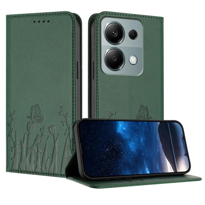 Funda magnética para teléfono de piel vegana con estampado de tulipanes y mariposas, For Redmi Note 14 5G / Poco M7 Pro 5G, For Redmi Note 14 Pro 4G, For Redmi Note 14 4G 163.25mm, For Redmi K70 Ultra, For Redmi 13 4G / 5G / Note 13R / Poco M6 Plus 5G ...