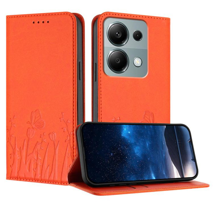 Funda magnética para teléfono de piel vegana con estampado de tulipanes y mariposas, For Redmi Note 14 5G / Poco M7 Pro 5G, For Redmi Note 14 Pro 4G, For Redmi Note 14 4G 163.25mm, For Redmi K70 Ultra, For Redmi 13 4G / 5G / Note 13R / Poco M6 Plus 5G ...