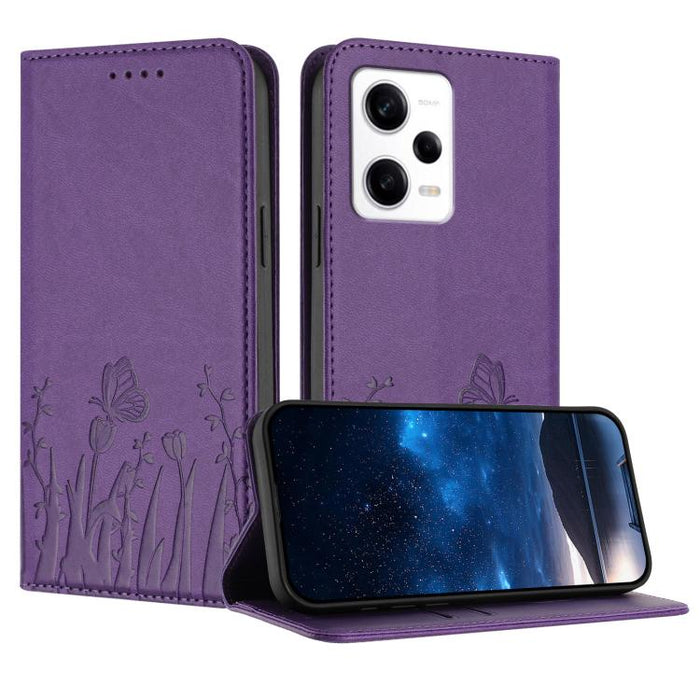 Funda magnética para teléfono de piel vegana con estampado de tulipanes y mariposas, For Redmi Note 11 4G / Note 11S 4G / Note 12S, For Redmi A2+ / A1+ / Poco C50 / Poco C51, For Redmi Note 12 4G Global, For Redmi 12C / 11A / Poco C55                  ...