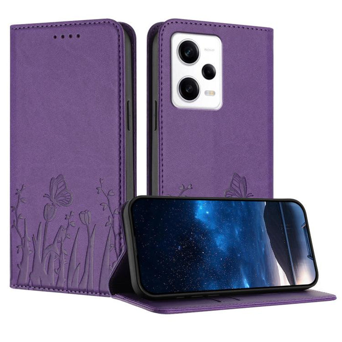 Funda magnética para teléfono de piel vegana con estampado de tulipanes y mariposas, For Redmi Note 11 4G / Note 11S 4G / Note 12S, For Redmi A2+ / A1+ / Poco C50 / Poco C51, For Redmi Note 12 4G Global, For Redmi 12C / 11A / Poco C55                  ...