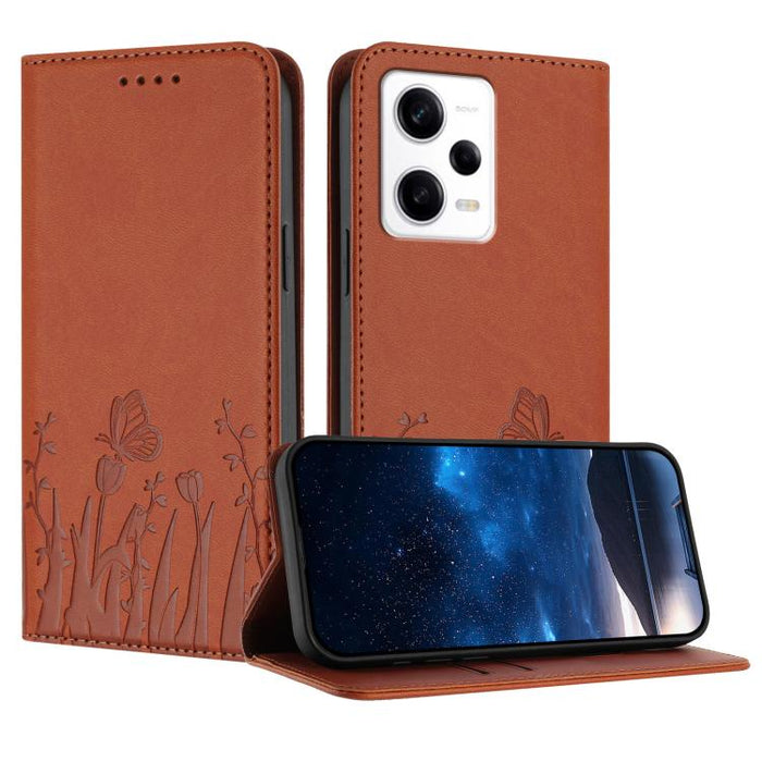 Funda magnética para teléfono de piel vegana con estampado de tulipanes y mariposas, For Redmi Note 11 4G / Note 11S 4G / Note 12S, For Redmi A2+ / A1+ / Poco C50 / Poco C51, For Redmi Note 12 4G Global, For Redmi 12C / 11A / Poco C55                  ...