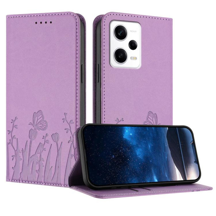 Funda magnética para teléfono de piel vegana con estampado de tulipanes y mariposas, For Redmi Note 11 4G / Note 11S 4G / Note 12S, For Redmi A2+ / A1+ / Poco C50 / Poco C51, For Redmi Note 12 4G Global, For Redmi 12C / 11A / Poco C55                  ...