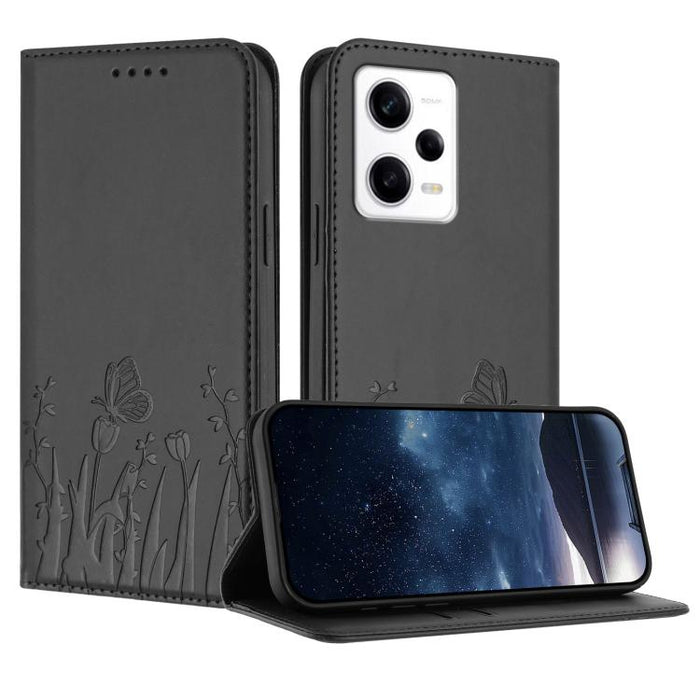 Funda magnética para teléfono de piel vegana con estampado de tulipanes y mariposas, For Redmi Note 11 4G / Note 11S 4G / Note 12S, For Redmi A2+ / A1+ / Poco C50 / Poco C51, For Redmi Note 12 4G Global, For Redmi 12C / 11A / Poco C55                  ...