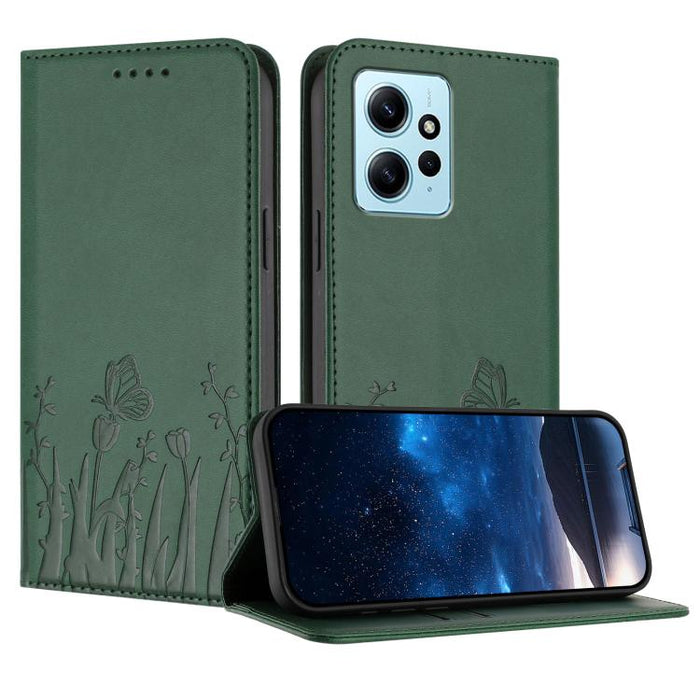 Funda magnética para teléfono de piel vegana con estampado de tulipanes y mariposas, For Redmi Note 11 4G / Note 11S 4G / Note 12S, For Redmi A2+ / A1+ / Poco C50 / Poco C51, For Redmi Note 12 4G Global, For Redmi 12C / 11A / Poco C55                  ...