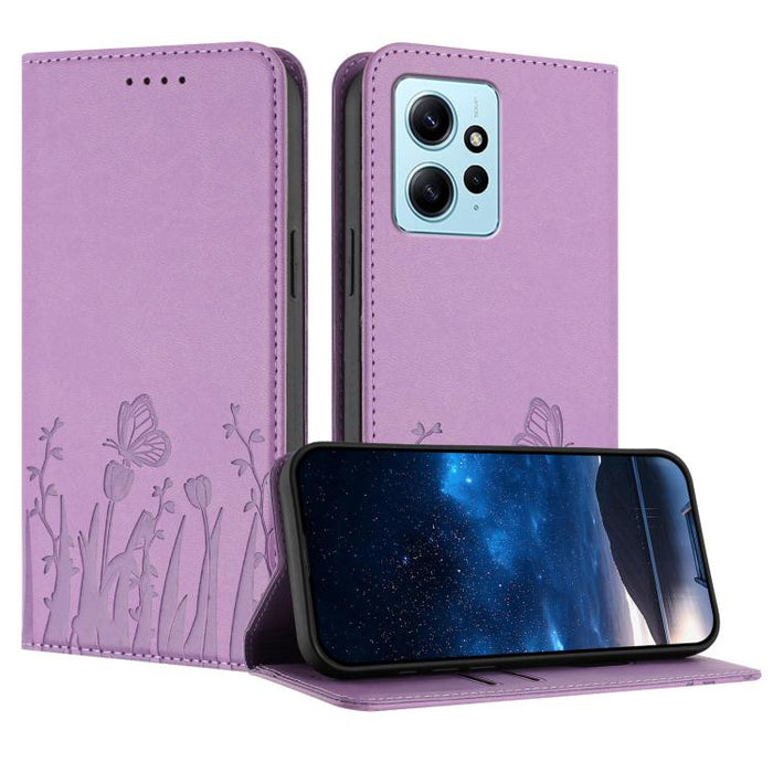 Funda magnética para teléfono de piel vegana con estampado de tulipanes y mariposas, For Redmi Note 11 4G / Note 11S 4G / Note 12S, For Redmi A2+ / A1+ / Poco C50 / Poco C51, For Redmi Note 12 4G Global, For Redmi 12C / 11A / Poco C55                  ...