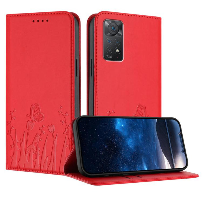 Funda magnética para teléfono de piel vegana con estampado de tulipanes y mariposas, For Redmi Note 11 4G / Note 11S 4G / Note 12S, For Redmi A2+ / A1+ / Poco C50 / Poco C51, For Redmi Note 12 4G Global, For Redmi 12C / 11A / Poco C55                  ...