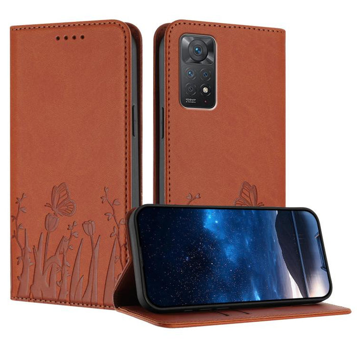 Funda magnética para teléfono de piel vegana con estampado de tulipanes y mariposas, For Redmi Note 11 4G / Note 11S 4G / Note 12S, For Redmi A2+ / A1+ / Poco C50 / Poco C51, For Redmi Note 12 4G Global, For Redmi 12C / 11A / Poco C55                  ...