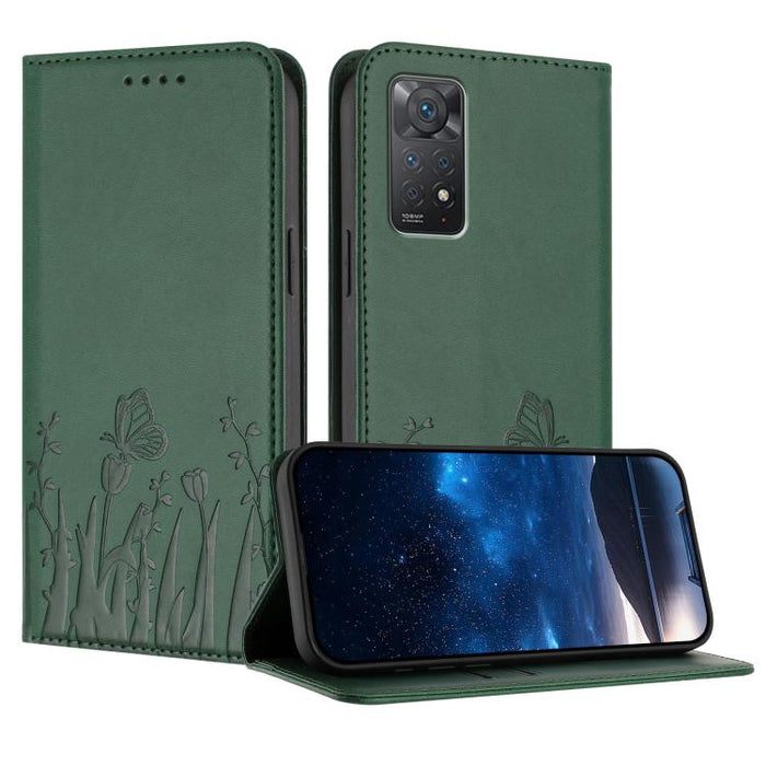 Funda magnética para teléfono de piel vegana con estampado de tulipanes y mariposas, For Redmi Note 11 4G / Note 11S 4G / Note 12S, For Redmi A2+ / A1+ / Poco C50 / Poco C51, For Redmi Note 12 4G Global, For Redmi 12C / 11A / Poco C55                  ...