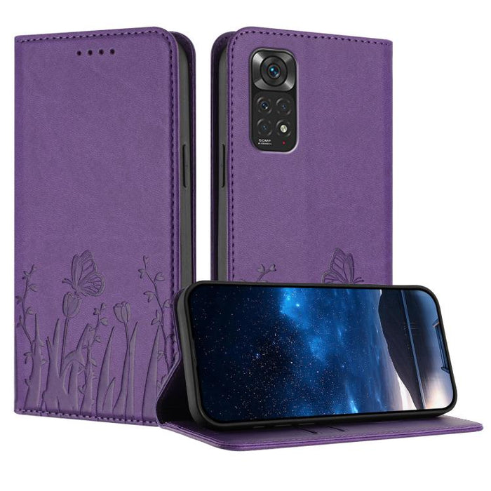 Funda magnética para teléfono de piel vegana con estampado de tulipanes y mariposas, For Redmi Note 11 4G / Note 11S 4G / Note 12S, For Redmi A2+ / A1+ / Poco C50 / Poco C51, For Redmi Note 12 4G Global, For Redmi 12C / 11A / Poco C55                  ...