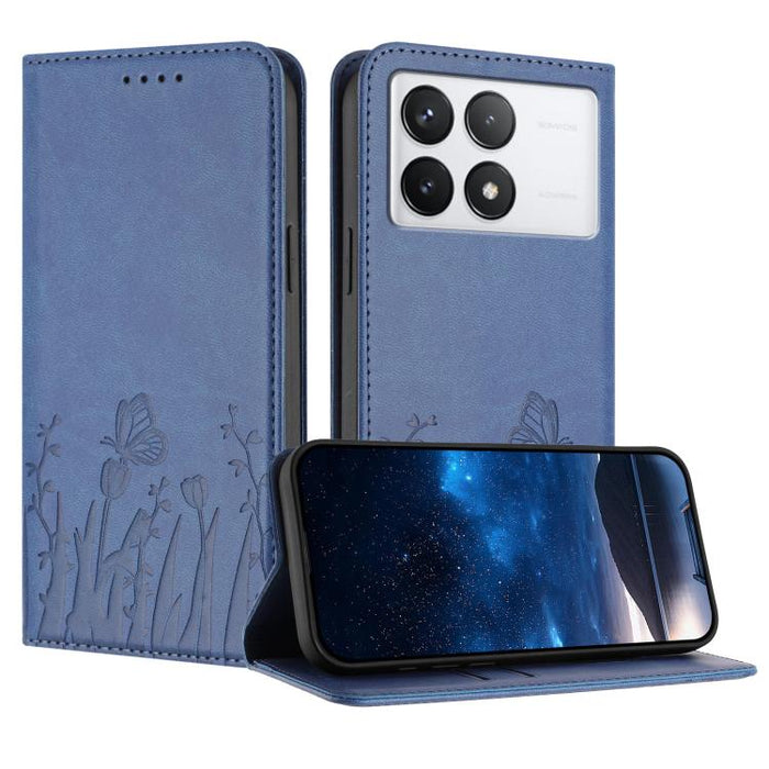 Funda magnética para teléfono de piel vegana con estampado de tulipanes y mariposas, For Redmi Note 14 5G / Poco M7 Pro 5G, For Redmi Note 14 Pro 4G, For Redmi Note 14 4G 163.25mm, For Redmi K70 Ultra, For Redmi 13 4G / 5G / Note 13R / Poco M6 Plus 5G ...