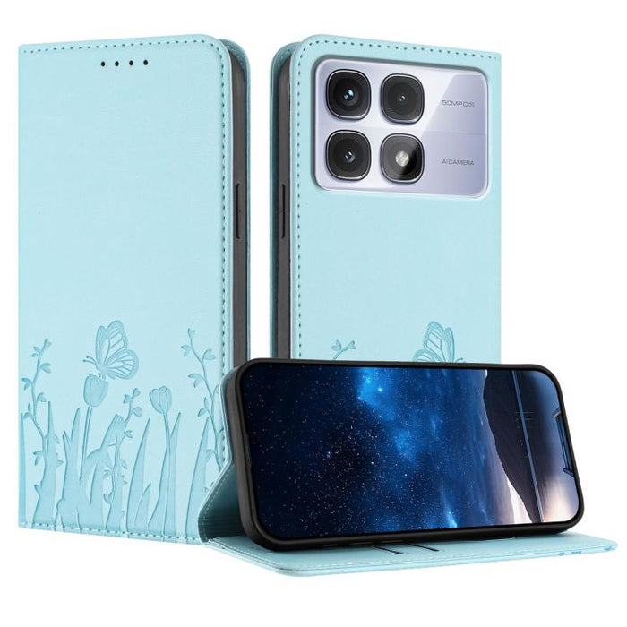 Funda magnética para teléfono de piel vegana con estampado de tulipanes y mariposas, For Redmi Note 14 5G / Poco M7 Pro 5G, For Redmi Note 14 Pro 4G, For Redmi Note 14 4G 163.25mm, For Redmi K70 Ultra, For Redmi 13 4G / 5G / Note 13R / Poco M6 Plus 5G ...