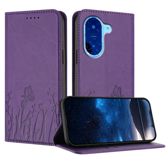 Funda magnética para teléfono de piel vegana con estampado de tulipanes y mariposas, For Redmi 15 5G Global / 15 4G SEA 169.5mm, For Redmi 15 5G / 4G EU 171mm, For Redmi 15C 5G / 4G Global 171mm / Poco C85 4G, For Redmi A5 4G 173.3mm                   ...