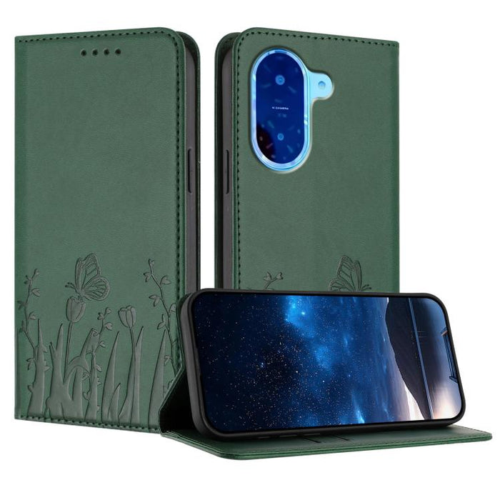 Funda magnética para teléfono de piel vegana con estampado de tulipanes y mariposas, For Redmi 15 5G Global / 15 4G SEA 169.5mm, For Redmi 15 5G / 4G EU 171mm, For Redmi 15C 5G / 4G Global 171mm / Poco C85 4G, For Redmi A5 4G 173.3mm                   ...