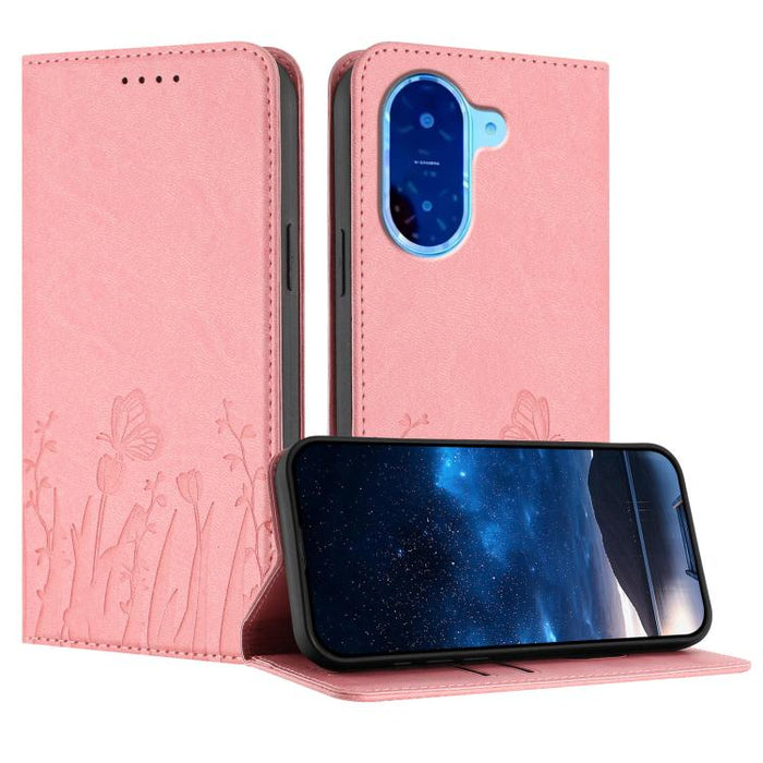 Funda magnética para teléfono de piel vegana con estampado de tulipanes y mariposas, For Redmi 15 5G Global / 15 4G SEA 169.5mm, For Redmi 15 5G / 4G EU 171mm, For Redmi 15C 5G / 4G Global 171mm / Poco C85 4G, For Redmi A5 4G 173.3mm                   ...