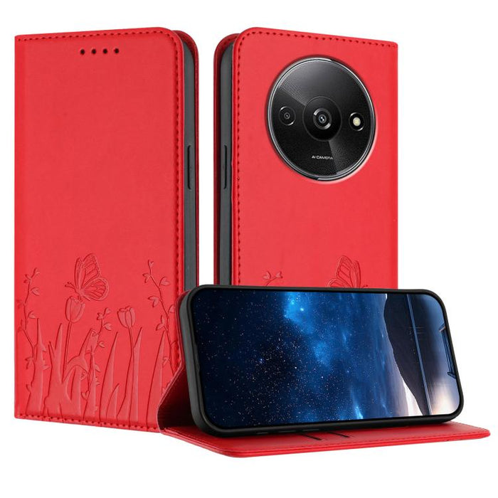 Funda magnética para teléfono de piel vegana con estampado de tulipanes y mariposas, For Redmi Note 14 5G / Poco M7 Pro 5G, For Redmi Note 14 Pro 4G, For Redmi Note 14 4G 163.25mm, For Redmi K70 Ultra, For Redmi 13 4G / 5G / Note 13R / Poco M6 Plus 5G ...