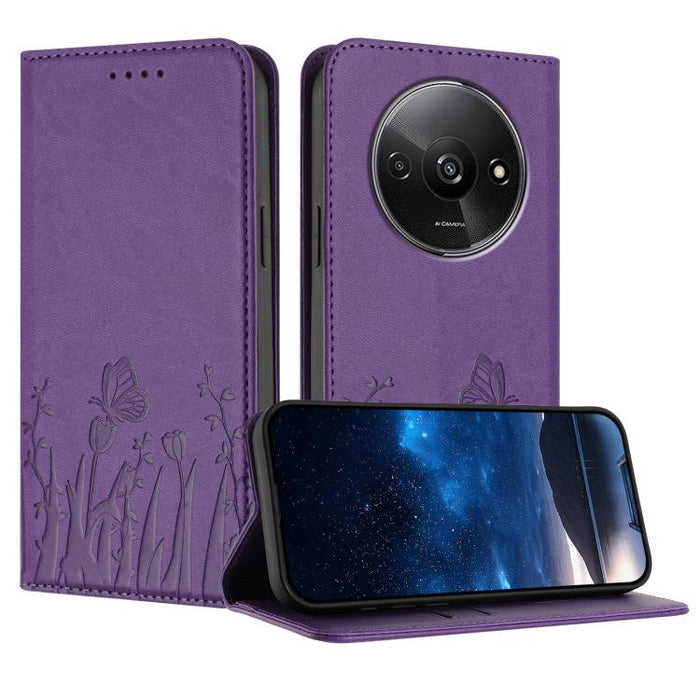 Funda magnética para teléfono de piel vegana con estampado de tulipanes y mariposas, For Redmi Note 14 5G / Poco M7 Pro 5G, For Redmi Note 14 Pro 4G, For Redmi Note 14 4G 163.25mm, For Redmi K70 Ultra, For Redmi 13 4G / 5G / Note 13R / Poco M6 Plus 5G ...