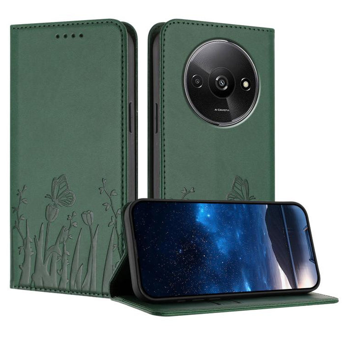 Funda magnética para teléfono de piel vegana con estampado de tulipanes y mariposas, For Redmi Note 14 5G / Poco M7 Pro 5G, For Redmi Note 14 Pro 4G, For Redmi Note 14 4G 163.25mm, For Redmi K70 Ultra, For Redmi 13 4G / 5G / Note 13R / Poco M6 Plus 5G ...