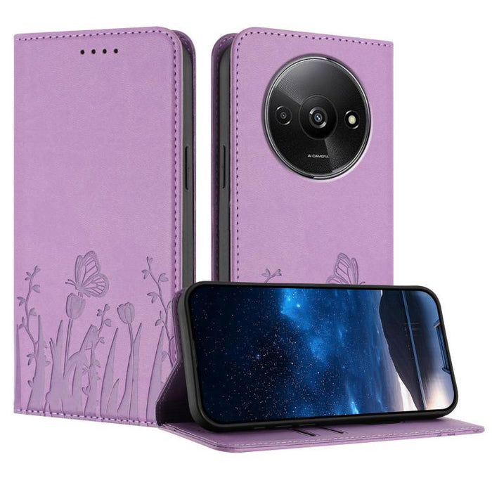 Funda magnética para teléfono de piel vegana con estampado de tulipanes y mariposas, For Redmi Note 14 5G / Poco M7 Pro 5G, For Redmi Note 14 Pro 4G, For Redmi Note 14 4G 163.25mm, For Redmi K70 Ultra, For Redmi 13 4G / 5G / Note 13R / Poco M6 Plus 5G ...