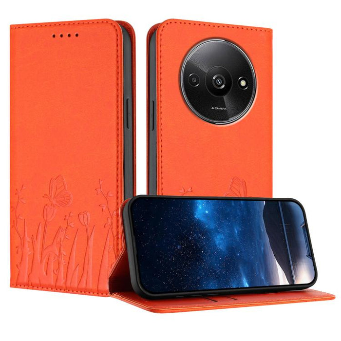 Funda magnética para teléfono de piel vegana con estampado de tulipanes y mariposas, For Redmi Note 14 5G / Poco M7 Pro 5G, For Redmi Note 14 Pro 4G, For Redmi Note 14 4G 163.25mm, For Redmi K70 Ultra, For Redmi 13 4G / 5G / Note 13R / Poco M6 Plus 5G ...