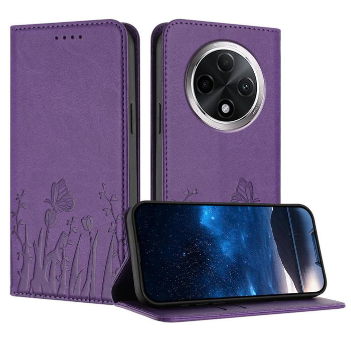 Funda magnética para teléfono de piel vegana con estampado de tulipanes y mariposas, For Redmi 15 5G Global / 15 4G SEA 169.5mm, For Redmi 15 5G / 4G EU 171mm, For Redmi 15C 5G / 4G Global 171mm / Poco C85 4G, For Redmi A5 4G 173.3mm                   ...