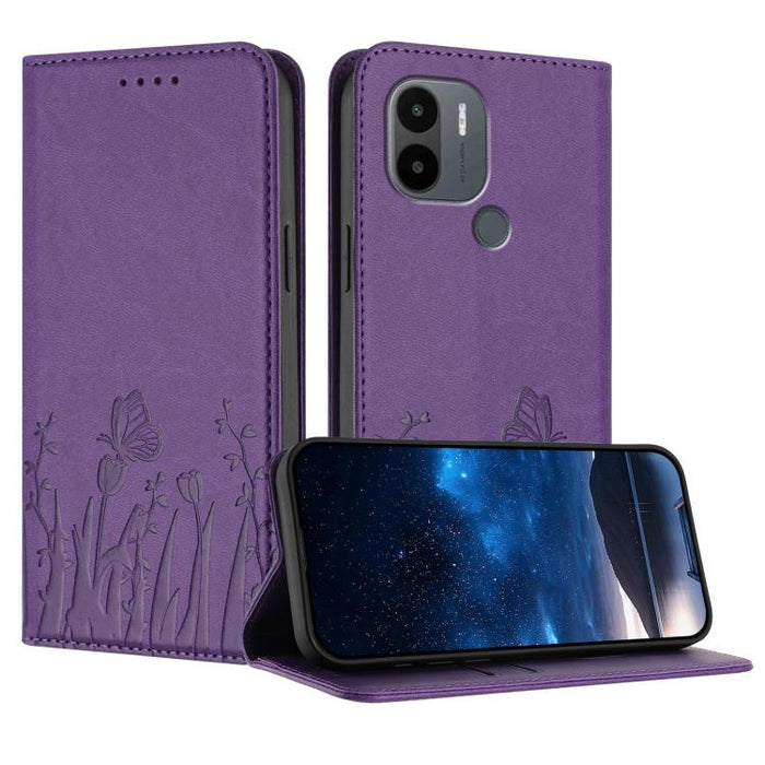 Funda magnética para teléfono de piel vegana con estampado de tulipanes y mariposas, For Redmi Note 11 4G / Note 11S 4G / Note 12S, For Redmi A2+ / A1+ / Poco C50 / Poco C51, For Redmi Note 12 4G Global, For Redmi 12C / 11A / Poco C55                  ...