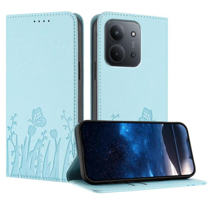 Funda magnética para teléfono de piel vegana con estampado de tulipanes y mariposas, For Redmi A7 Pro 4G / 5G 171mm / Poco C85x 5G, For Redmi Turbo 5 Max 5G / Poco X8 Pro Max 5G, For Redmi Turbo 5 5G / Poco X8 Pro 5G                                    ...