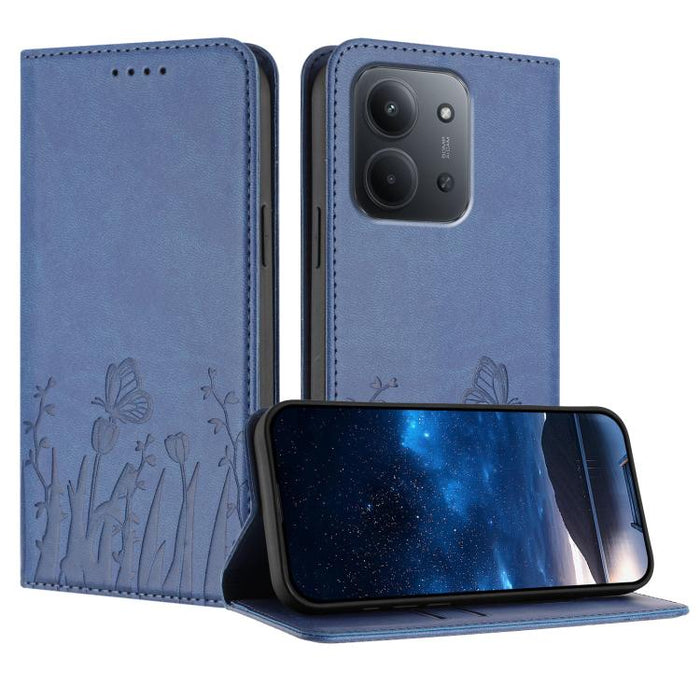 Funda magnética para teléfono de piel vegana con estampado de tulipanes y mariposas, For Redmi A7 Pro 4G / 5G 171mm / Poco C85x 5G, For Redmi Turbo 5 Max 5G / Poco X8 Pro Max 5G, For Redmi Turbo 5 5G / Poco X8 Pro 5G                                    ...
