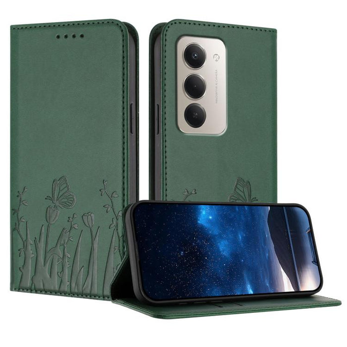 Funda magnética para teléfono de piel vegana con estampado de tulipanes y mariposas, For Redmi 15 5G Global / 15 4G SEA 169.5mm, For Redmi 15 5G / 4G EU 171mm, For Redmi 15C 5G / 4G Global 171mm / Poco C85 4G, For Redmi A5 4G 173.3mm                   ...