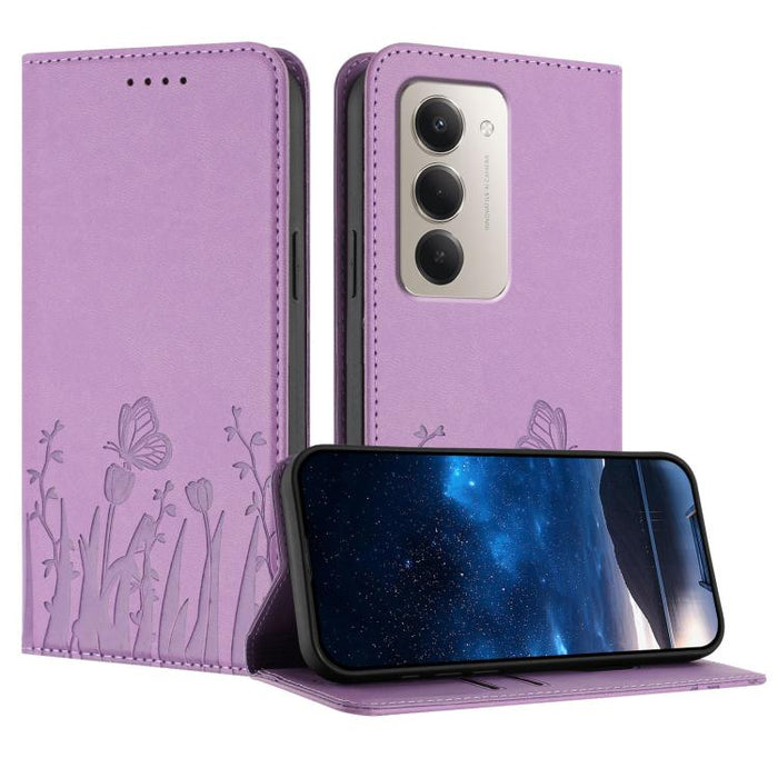 Funda magnética para teléfono de piel vegana con estampado de tulipanes y mariposas, For Redmi 15 5G Global / 15 4G SEA 169.5mm, For Redmi 15 5G / 4G EU 171mm, For Redmi 15C 5G / 4G Global 171mm / Poco C85 4G, For Redmi A5 4G 173.3mm                   ...