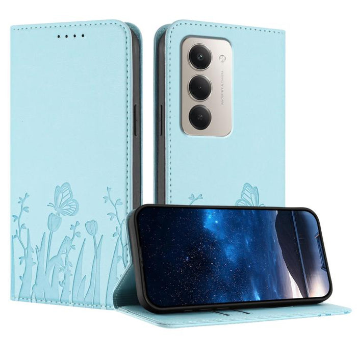 Funda magnética para teléfono de piel vegana con estampado de tulipanes y mariposas, For Redmi 15 5G Global / 15 4G SEA 169.5mm, For Redmi 15 5G / 4G EU 171mm, For Redmi 15C 5G / 4G Global 171mm / Poco C85 4G, For Redmi A5 4G 173.3mm                   ...
