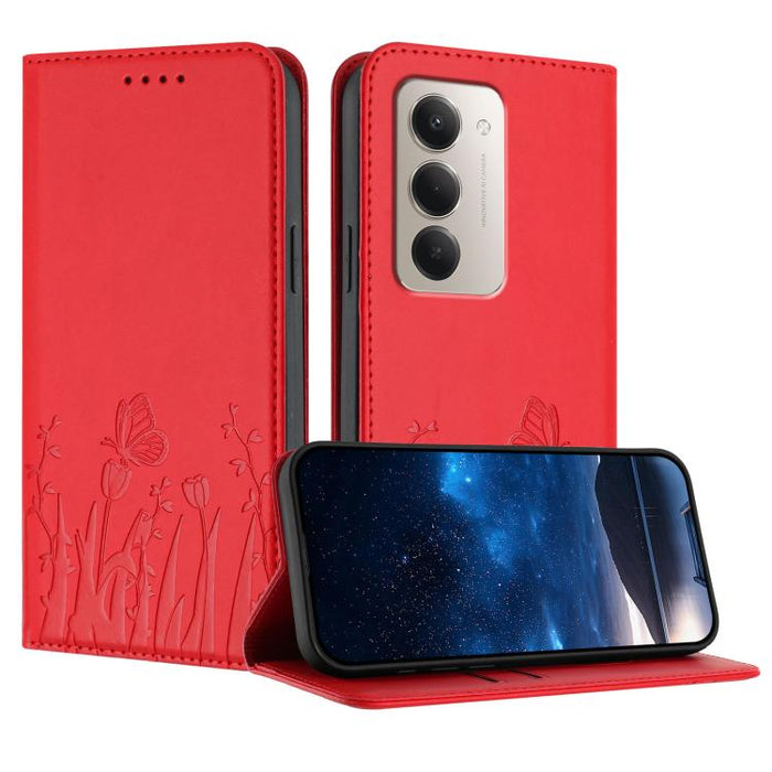 Funda magnética para teléfono de piel vegana con estampado de tulipanes y mariposas, For Redmi 15 5G Global / 15 4G SEA 169.5mm, For Redmi 15 5G / 4G EU 171mm, For Redmi 15C 5G / 4G Global 171mm / Poco C85 4G, For Redmi A5 4G 173.3mm                   ...