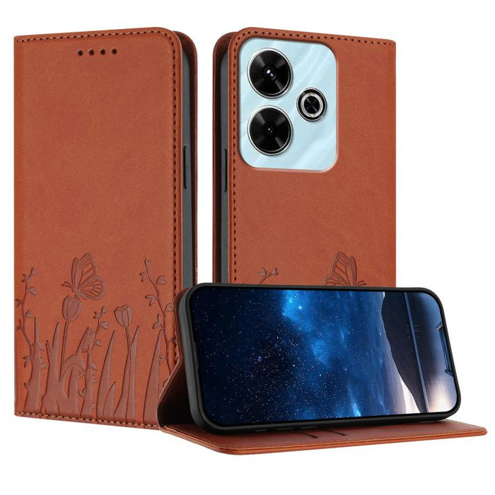 Funda magnética para teléfono de piel vegana con estampado de tulipanes y mariposas, For Redmi Note 14 5G / Poco M7 Pro 5G, For Redmi Note 14 Pro 4G, For Redmi Note 14 4G 163.25mm, For Redmi K70 Ultra, For Redmi 13 4G / 5G / Note 13R / Poco M6 Plus 5G ...