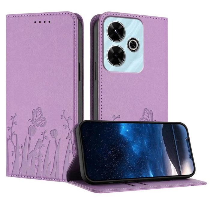 Funda magnética para teléfono de piel vegana con estampado de tulipanes y mariposas, For Redmi Note 14 5G / Poco M7 Pro 5G, For Redmi Note 14 Pro 4G, For Redmi Note 14 4G 163.25mm, For Redmi K70 Ultra, For Redmi 13 4G / 5G / Note 13R / Poco M6 Plus 5G ...