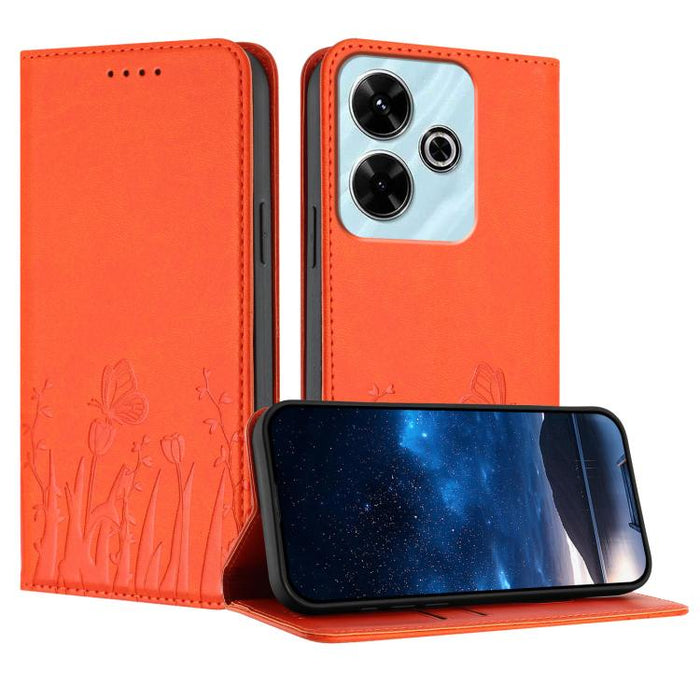 Funda magnética para teléfono de piel vegana con estampado de tulipanes y mariposas, For Redmi Note 14 5G / Poco M7 Pro 5G, For Redmi Note 14 Pro 4G, For Redmi Note 14 4G 163.25mm, For Redmi K70 Ultra, For Redmi 13 4G / 5G / Note 13R / Poco M6 Plus 5G ...